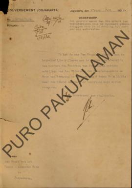 Surat dari Pemerintah Jogjakarta untuk Pakualaman Jogjakarta tentang penggunaan tenaga kerja dari...