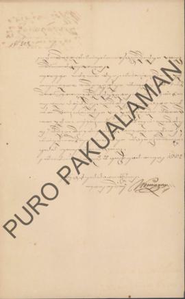 Surat dar Bupati Polisi Wadana Dhistrik, Raden Tumenggung Sastradigdaya perihal pemotongan hewan ...