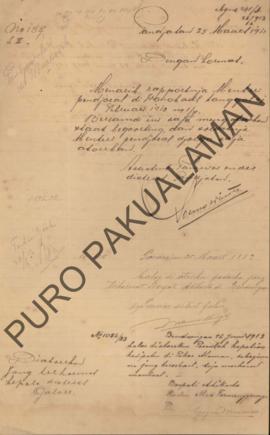 Surat dari Assistent-Panewu Onderdistrict Panjatan diaturkan kepada Kepala District Galur, periha...