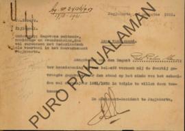 Surat dari Assistant Wedono Pakualaman Raden Mas Rio diaturkan kepada Paduka Pemerintah Kepatian ...