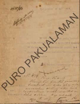 Surat No.5415/33 yang dikirimkan Wedana Asistent Resident kepada Regent Patih Pakualaman perihal ...