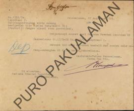 Surat dari Asisten Wedono Pakualaman Raden Mas Rio kepada Padoeka Perintah Kapatian di Pakoealama...