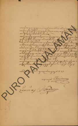 Surat dari Ngabehi Tamadiwirya kepada Bendara Rahaden Tumenggung Sasradigdaya, Bupati Pulisi Adia...