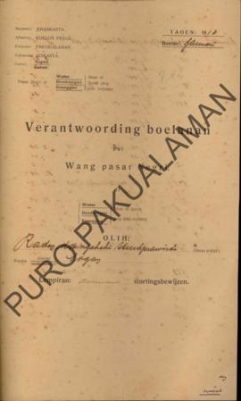 Verantwording (pertanggung jawaban) bulanan uang Pasar Negri di Bandongan Distrik Sogan Adikarto ...