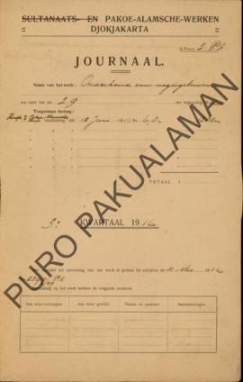 Jurnal Pekerja Kesultanan dan Pakualaman Djokjakarta Nama pekerjaan: Pemeliharaan bangunan negeri...