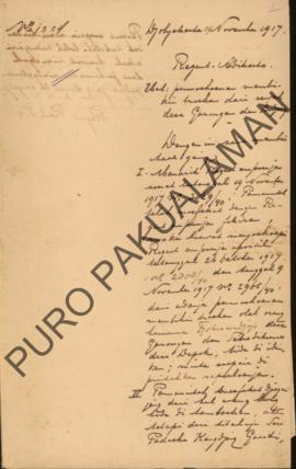 Surat perihal permohonan membuat trukan dari sawah Desa Garongan dan Bojong dalam bulan Agustus s...