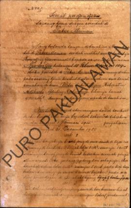 Surat perjanjian seorang Cina yang bernama Njoo Suie Gie dengan pemerintah di Pakualaman yang aka...