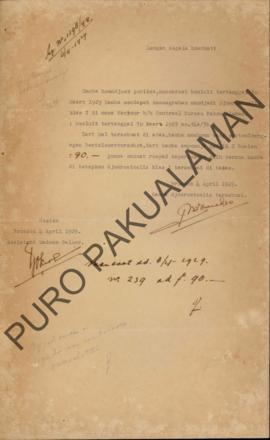 Surat permohonan Renteloosvoorchot, uang gajiselama 2 bulan sebesar f.90 (sembilan puluh rupiah) ...
