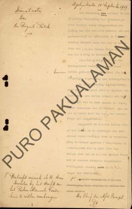 Konsep surat dari Chef der Afdeling Comptabiliteit kepada Regent Patih, perihal referensi pasal 5...