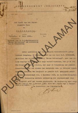 Surat dari Gubernur Yogyakarta kepada Kepala Pakualaman No.75/13/S, perihal permohonan dari N.V.K...