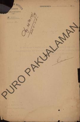 Surat dari Resident Yogyakarta kepada Kepala Paku Alaman, perihal tawaran satu eksemplar dari ang...