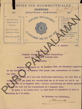 Surat dari Pabrik “Gembong-Bentar” kepada Pangeran Adipati Ario Praboe Soerjodilojo, Pakualam Jog...