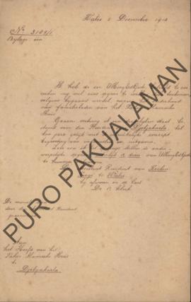 Surat dari Asisten Resident Kulon Progo Wates kepada Pakualaman Djogjakarta, perihal penyampaian ...