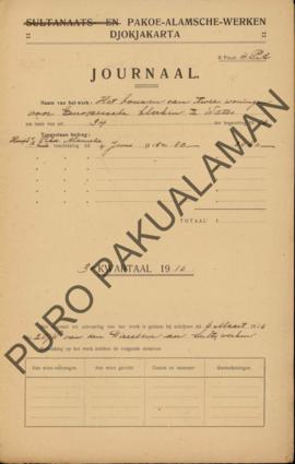 Jurnal Kepegawaian Pakualaman Djokjakarta, nama pekerjaan/jenis pekerjaan: membangun 2 rumah untu...