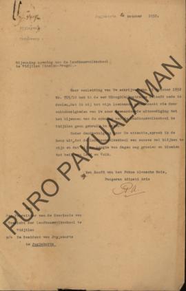 Surat dari Pangeran Adipati Ario kepada Komisi Pengawas Sekolah Pertanian Widjilan perihal undang...