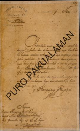 Resident Kepaka Pakualaman VI surat tanggal 9 Mei 1901 tentang Gugatan orang Cina bernama Lie Loo...