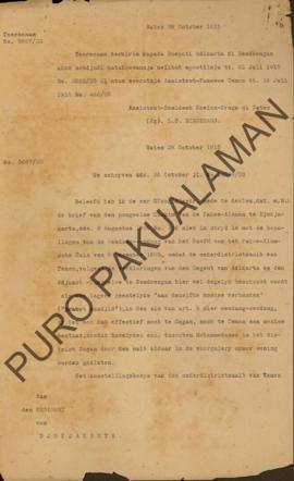 Surat dari Asisiten Residen Kulon Progo di Wates kepada Resident di Yogyakarta perihal ketentuan ...