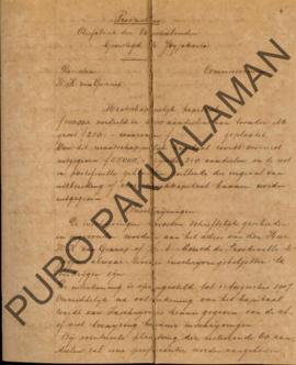 Laporan yang dikirim oleh Direktur H.K Van Gennep kepada Kandjeng Pangeran Ario Notodierodjo, per...