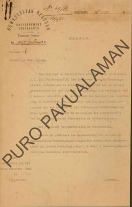 Surat No.347/Gehiem/T.B dari Gubernur Yogyakarta kepada Pakualaman perihal sejarah lebih lanjut t...