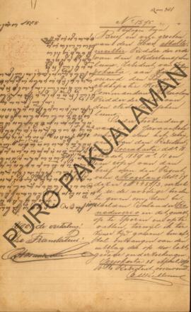 Surat dari Kangjeng Tuwan Mulemester Kepada Kangjeng Pangeran Adipati Pakualaman perihal perintah...