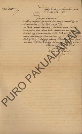 Surat keterangan dari Regent Patih mengenai hilangnya orang di Kota Pakualaman