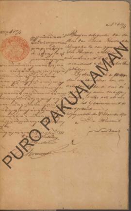 Surat dari Kangjeng Tuwan pan Bak, Residhen Ngayugyakarta kepada Kangjeng Pangeran Adipati Litnan...