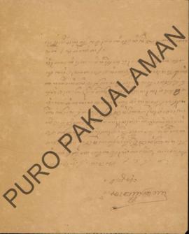 Surat dari Demang Pancakrama kepada Mas Ngabehi Sadimeja, perihal Bekel Trunadikrama yang tidak b...