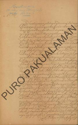 Raden Tumenggung Sasradigdaya yang menerima surat peringatan dari Tuwan Ep. A. Yuh. Atministratur...