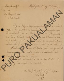 Memorandum dari Kepala Bagian Penanggung Jawaban Keuangan kepada Bupati Adikarto perihal anggaran...