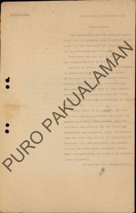 Konsep surat/nota dari Kepala Bagian Penanggung Jawab Keuangan, kepada Regent-Patih Pakualaman, p...