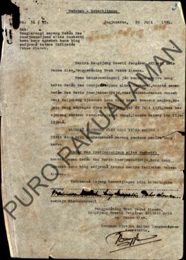Surat tedakan/kekancingan (surat keputusan) No.36/33 yang dikeluarkan Penggedening Trah Pakoealam...