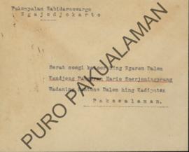 Surat undangan yang ditujukan kepada seluruh kerabat dan keluarga Pakualaman perihal adanya acara...