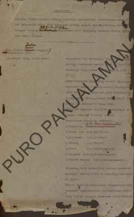 Susunan jalannya acara penghormatan kedatangannya Kanjeng Sri Mohorodjo di Jogjakarta pada tangga...