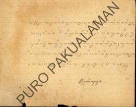 Surat dari Jayengkusuma perihal penerimaan uang sebesar 4 ringgit untuk memenuhi kebutuhan pangan...