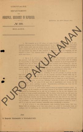 Surat Edaran Direktur Departemen Pendidikan, Agama dan Industri kepada Sekolah Eropa di Hindia Be...