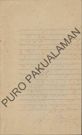 Surat dari Tumenggung Sasra digdaya kepada Ki Lurah perihal Bandara Rahaden Mas Tumenggung Ritmis...
