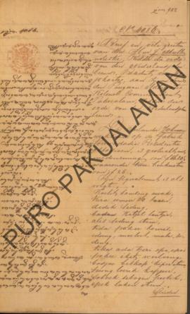 Surat dari Y. Mulemester Rider Dhe Ordhe Pan Dhen Nederlansen Leyo, kepada Kangjeng Pangeran Adip...