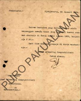 Memorandum dari Kepala Bagian Penanggung Jawab Keuangan Pakulaman, kepada Kepala Bagian Penanggun...