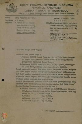 Surat  dari  Korps  Pegawai  Republik  Indonesia  (KORPRI)  untuk Pengurus KORPRI Sub Unit Kantor...