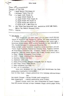 Bendel nota telex dari Kepala Kantor Wilayah Departemen Penerangan Provinsi Daerah Istimewa Yogya...