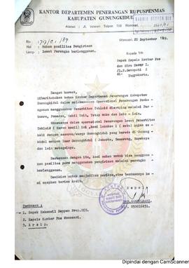 Surat dari Kepala Kantor Departemen Penerangan Republik Indonesia/Puspenmas (Pusat Penerangan Mas...