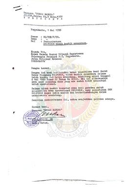 Bendel surat dari Wakil Ketua Yayasan Tunas Bangsa perihal pemberitahuan bahwa Surat Kabar Minggu...