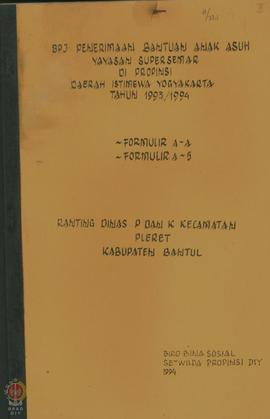 Surat Pertanggung Jawab dari Biro Bina Sosial Setwilda Propinsi DIY tentang peneri-maan bantuan a...