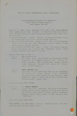 Berita Acara Serah terima hasil pekerjaan Proyek Pembangunan Prasarana Fisik Gedung BP 7 Provinsi...