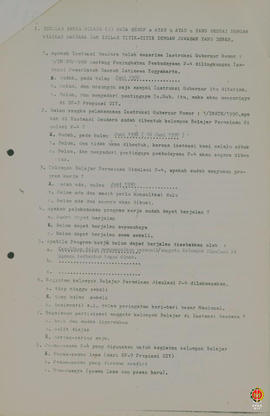 Daftar pengisian pelaksanaan Instruksi Gubernur Kepala DIY dari Dinas Perkebunan DIY kepada Kepal...