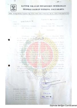 Surat dari Kepala Kantor Wilayah Departemen Penerangan Provinsi Daerah Istimewa Yogyakarta kepada...