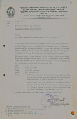 Tindak lanjut pengoperasionalan Instruksi Presiden No. 2 tahun 1994 tentang Peningkatan P 4.