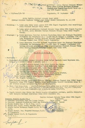 Berkas tentang penyelenggaraan Ebta Tahun 1976 di DIY