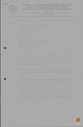 Surat dari Kepala BP-7 Propinsi DIY kepada Dra. Erna Yuniarti Kusuma Pemimpin Proyek Pendidikan d...