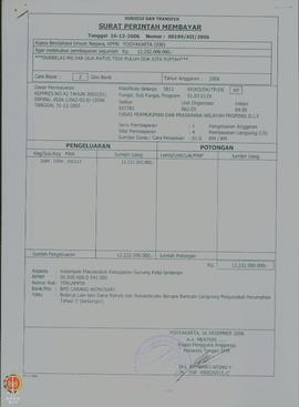 Bendel Surat Perintah Membayar perihal belanja lain-lain dana rehabilitasi dan rekonstruksi berup...
